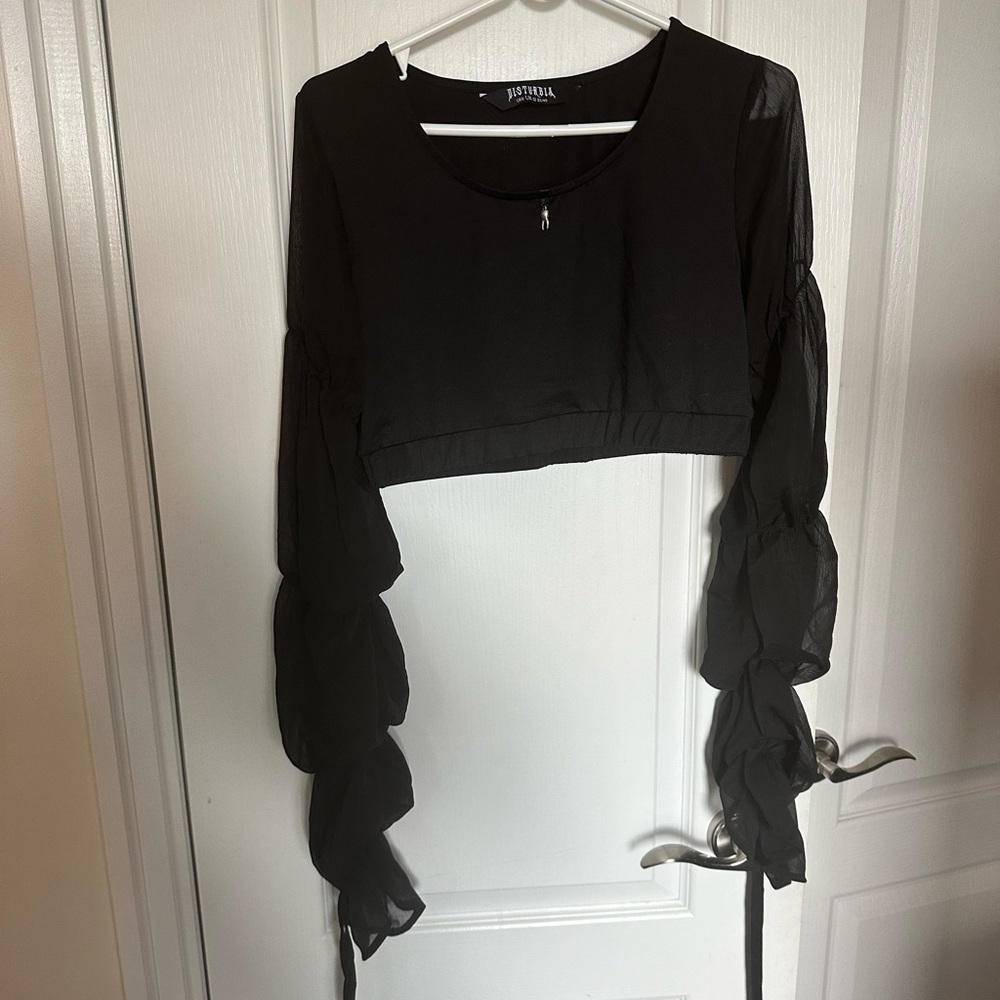 Bubble sleeve crop top